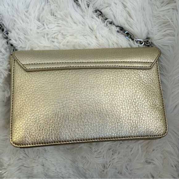 Tory Burch Robinson Metallic Gold Leather Crossbody Removable chain - Picture 4 of 14